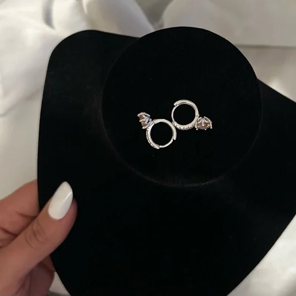 Beautiful Silver and Gold-Toned Hoop Earrings - Picture 7 of 8